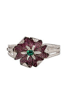 White Finish Hydro Rubies Bracelet