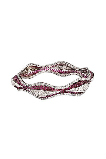 Two Tone Finish Cubic Zirconia Bangle