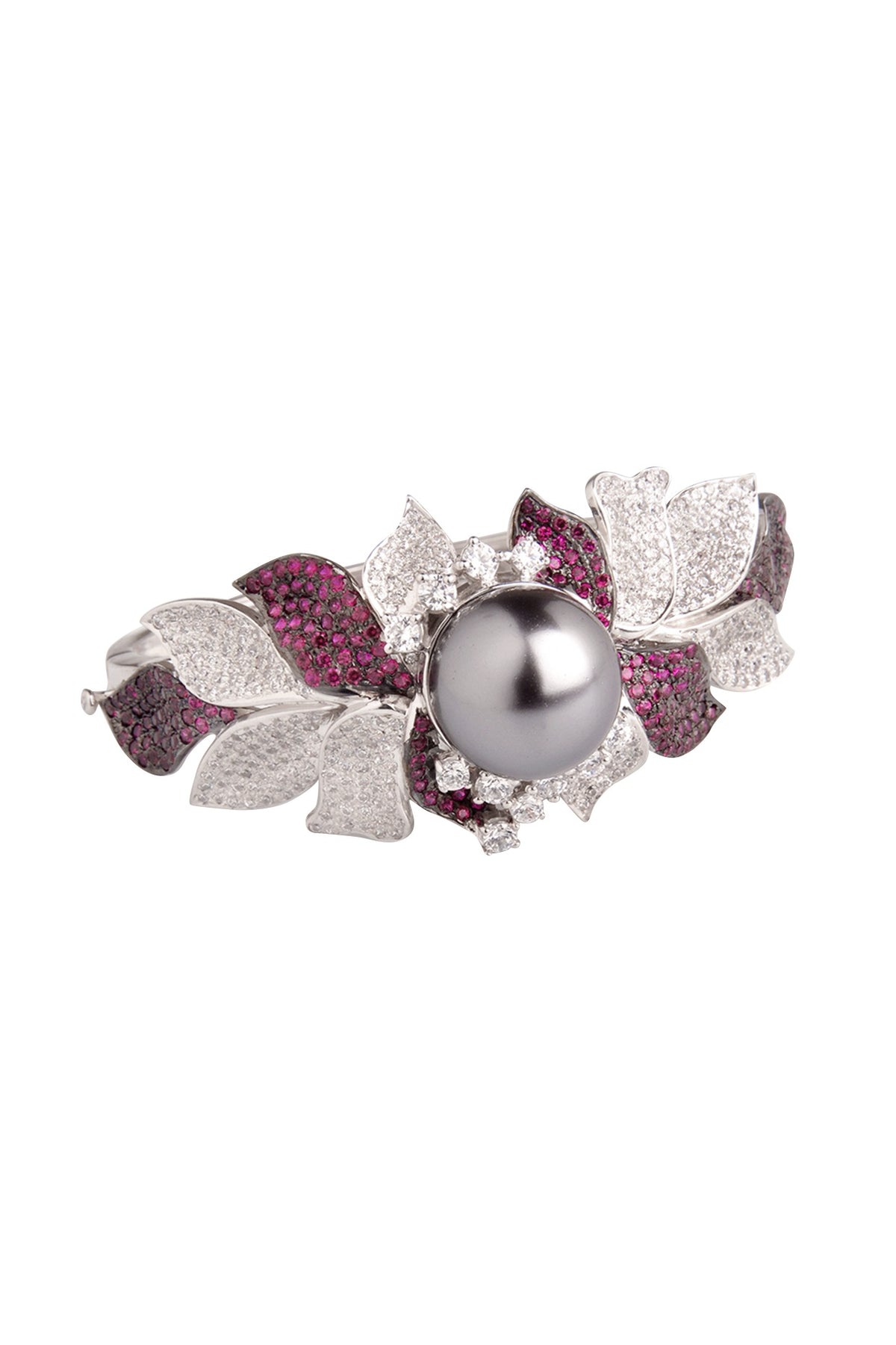 White Finish Hydro Rubies Bracelet