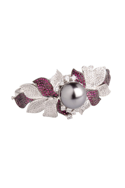 White Finish Hydro Rubies Bracelet