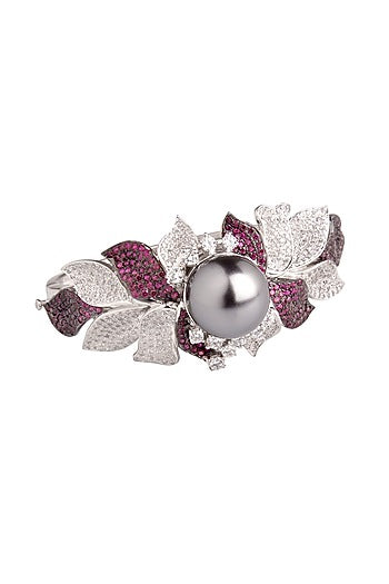 White Finish Hydro Rubies Bracelet