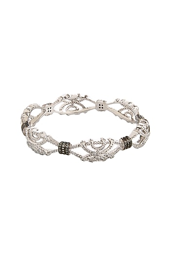 Two Tone Finish Cubic Zirconia Bangle