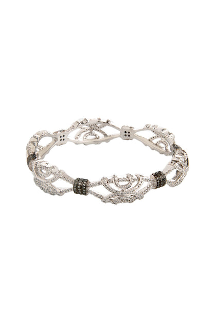 Two Tone Finish Cubic Zirconia Bangle