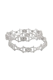 White Finish Cubic Zirconia Bangle