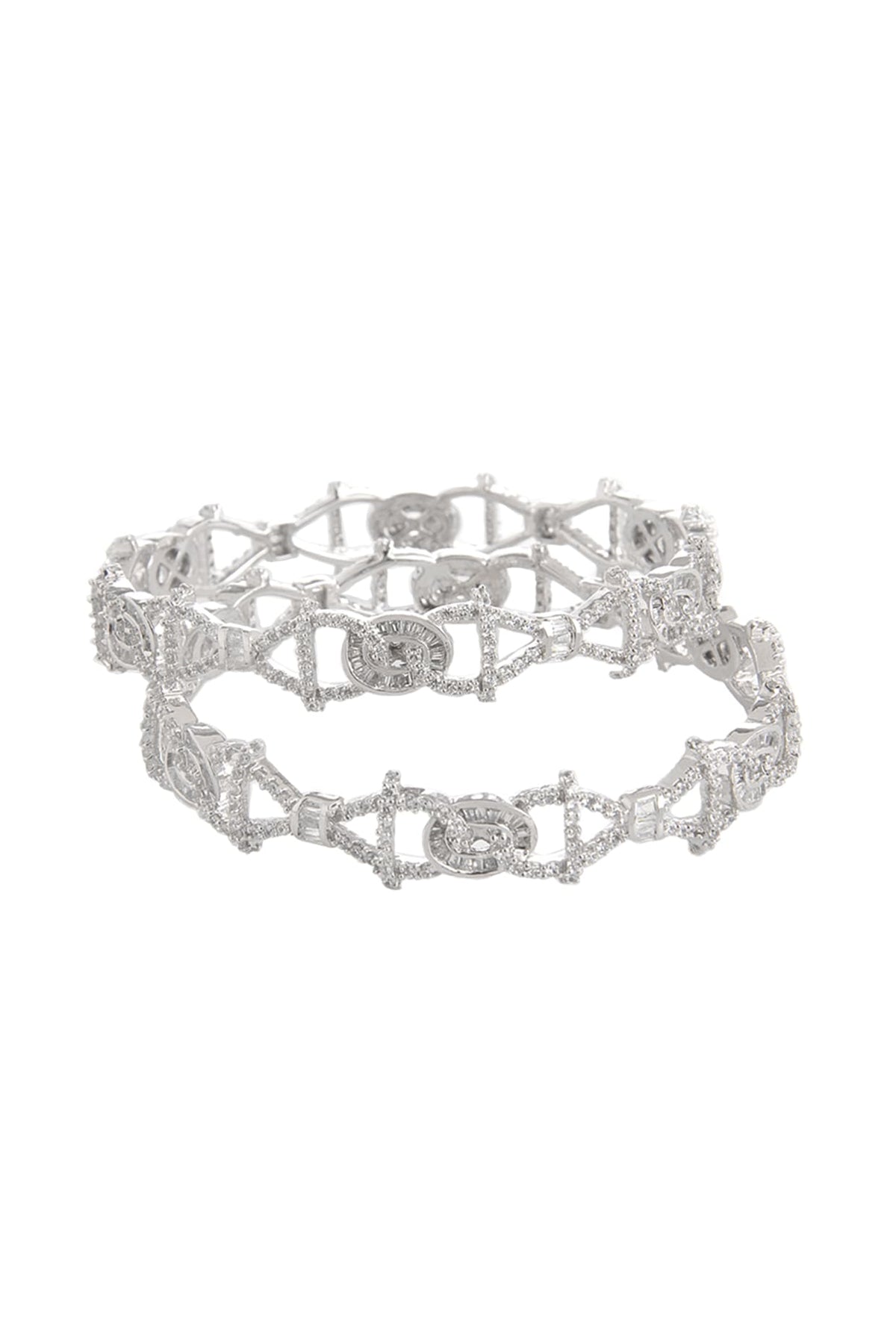 White Finish Cubic Zirconia Bangle