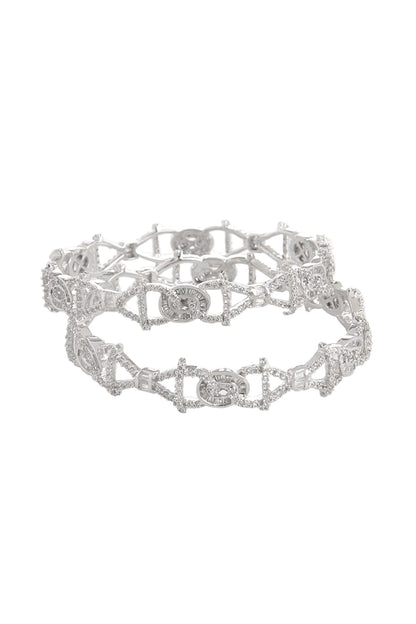 White Finish Cubic Zirconia Bangle