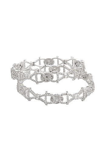 White Finish Cubic Zirconia Bangle