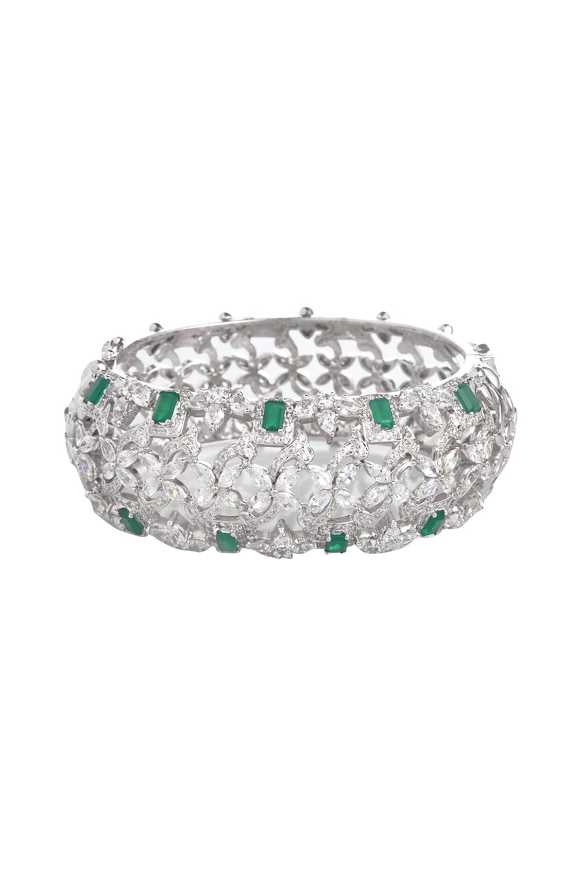White Finish Green Onyx Bracelet