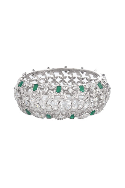 White Finish Green Onyx Bracelet
