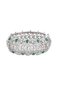 White Finish Green Onyx Bracelet