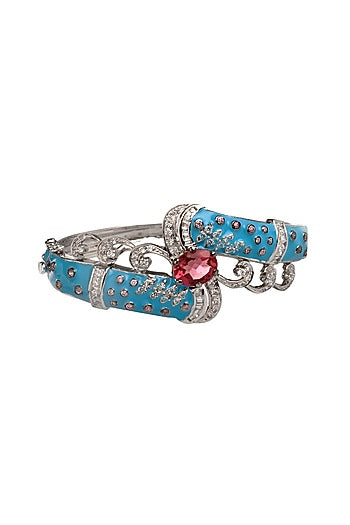 White Finish Cubic Zirconia Enameled Bracelet