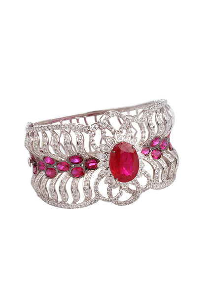 Two Tone Finish Hydro Rubies Bracelet