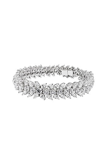 White Finish Cubic Zirconia Bracelet In Sterling Silver