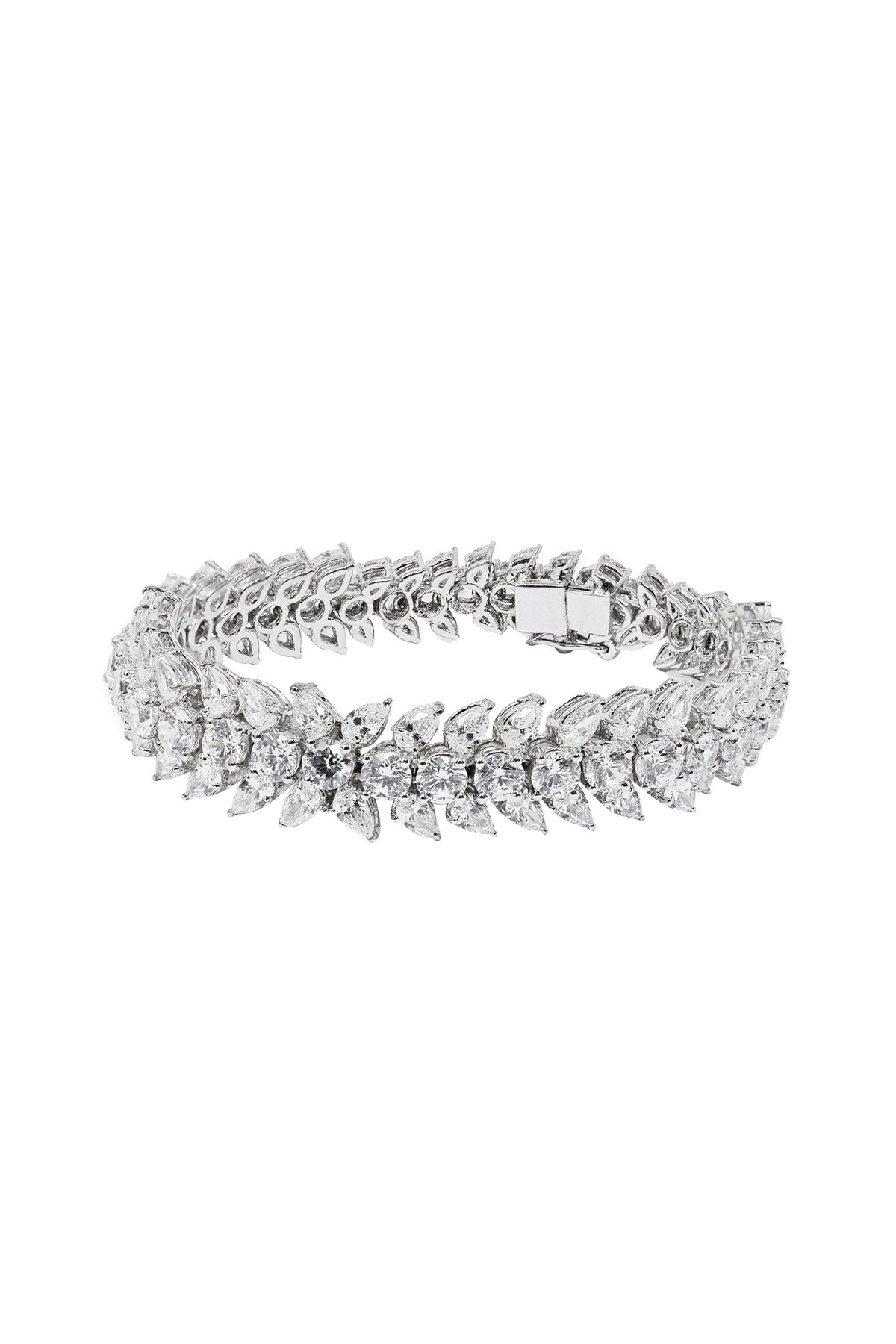 White Finish Cubic Zirconia Bracelet In Sterling Silver