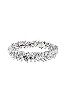 White Finish Cubic Zirconia Bracelet In Sterling Silver