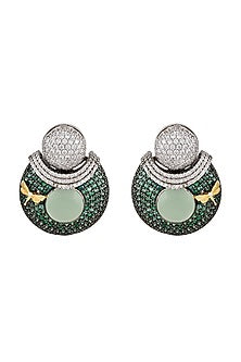 White Finish Zirconia Earrings In Sterling Silver