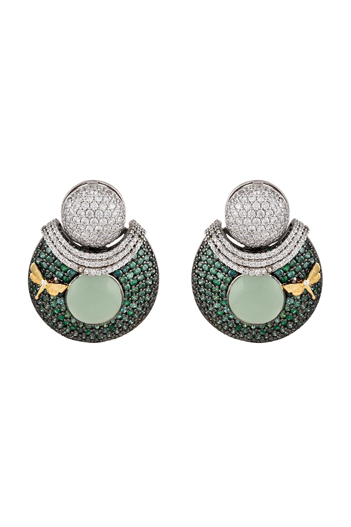 White Finish Zirconia Earrings In Sterling Silver
