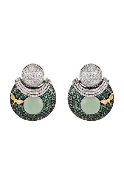 White Finish Zirconia Earrings In Sterling Silver