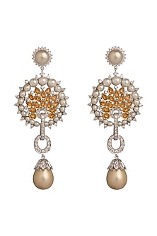 Gold & White Rhodium Finish Hydro Yellow Sapphire Dangler Earrings