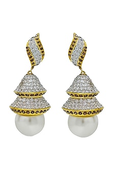 White Finish Pearl Dangler Earrings