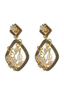 Black & Gold Finish Hydro Sapphire Dangler Earrings