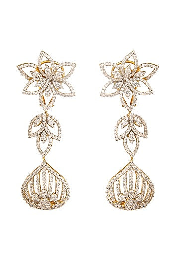 Two-Tone Rhodium Finish Cubic Zirconia Chandelier Earrings
