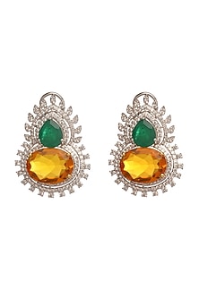 White Finish Hydro Emerald Stud Earrings