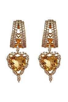 White Finish Beer Quartz Stud Earrings