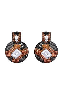 White Finish Cubic Zirconia Dangler Earrings In Sterling Silver