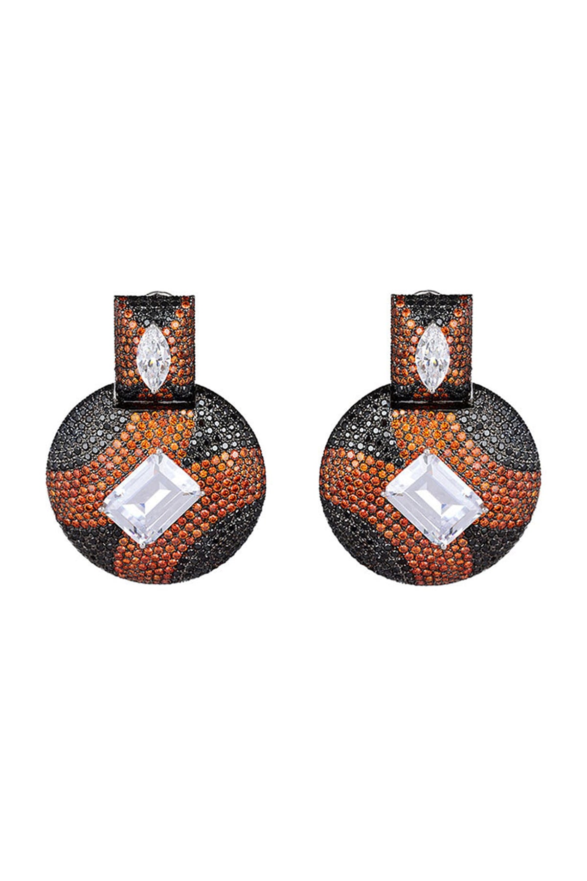 White Finish Cubic Zirconia Dangler Earrings In Sterling Silver
