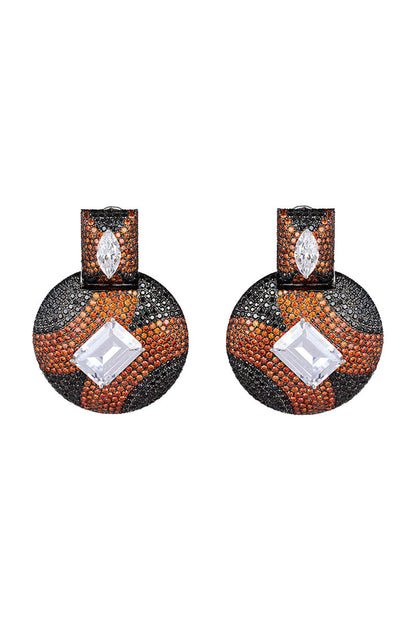 White Finish Cubic Zirconia Dangler Earrings In Sterling Silver