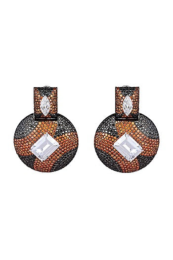 White Finish Cubic Zirconia Dangler Earrings In Sterling Silver