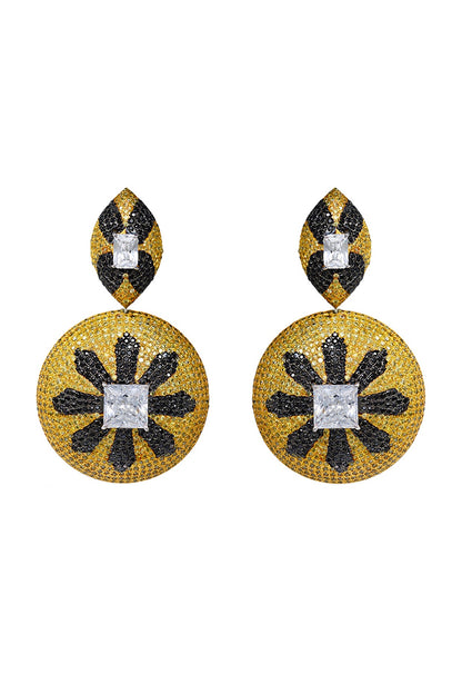 White Finish Rhodium Plated Crystal Dangler Earrings In Sterling Silver