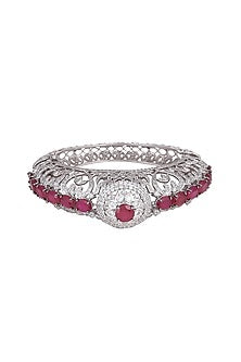 White Finish & Black Rhodium Finish Rubies Bracelet