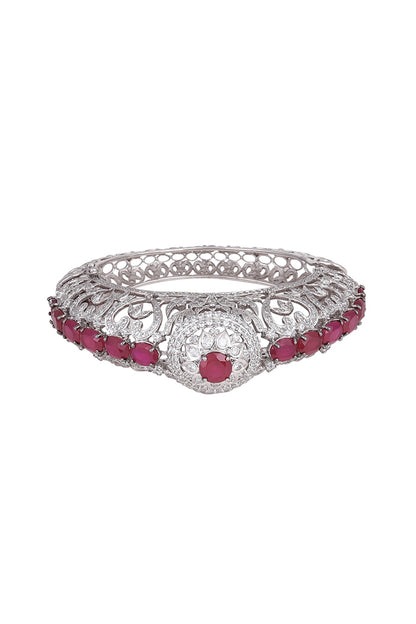 White Finish & Black Rhodium Finish Rubies Bracelet