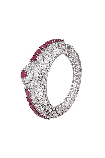 White Finish & Black Rhodium Finish Rubies Bracelet