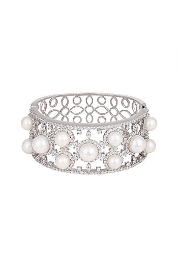White Finish Pearls Bracelet
