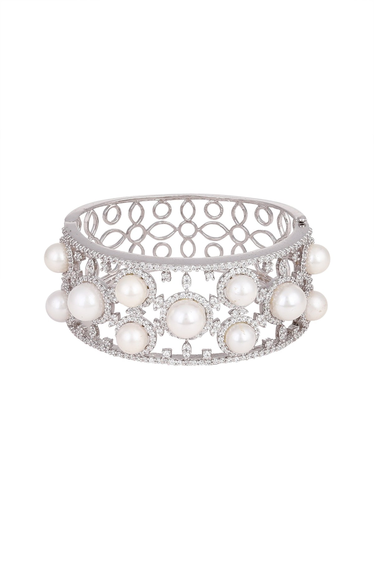White Finish Pearls Bracelet