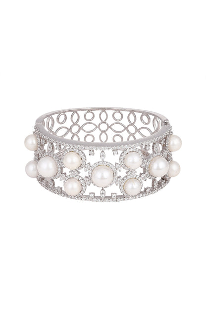 White Finish Pearls Bracelet