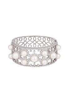 White Finish Pearls Bracelet