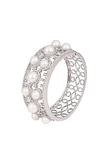 White Finish Pearls Bracelet