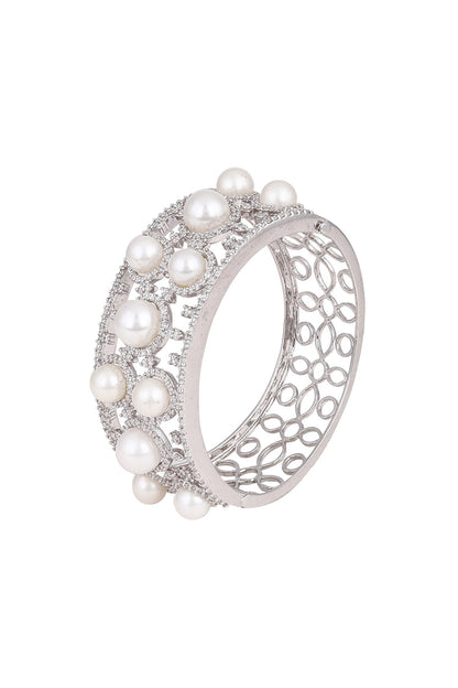White Finish Pearls Bracelet