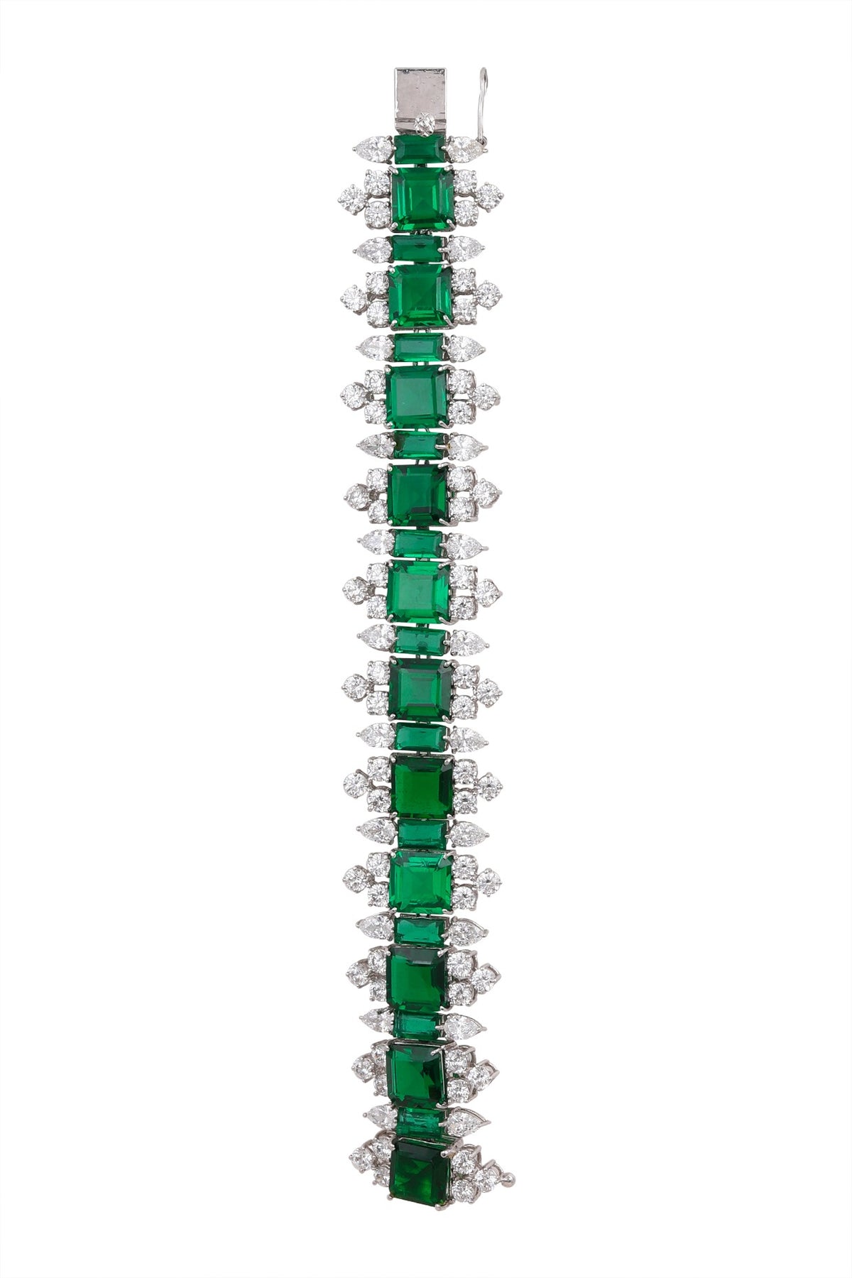 White Finish Emeralds Bracelet