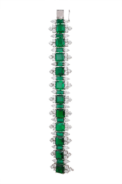 White Finish Emeralds Bracelet