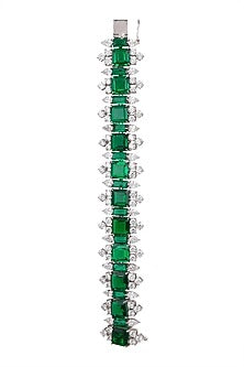 White Finish Emeralds Bracelet