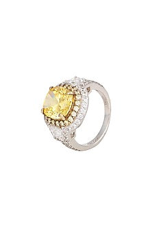 White Finish & Gold Finish Rubies Ring