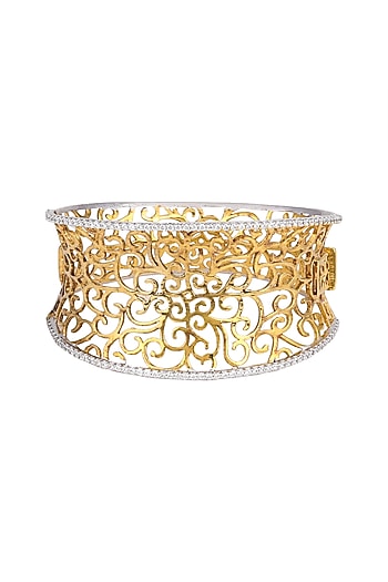 White Finish & Gold Finish Zirconia Bracelet