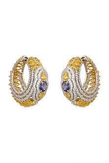 White Finish & Gold Finish Tanzinities Earrings