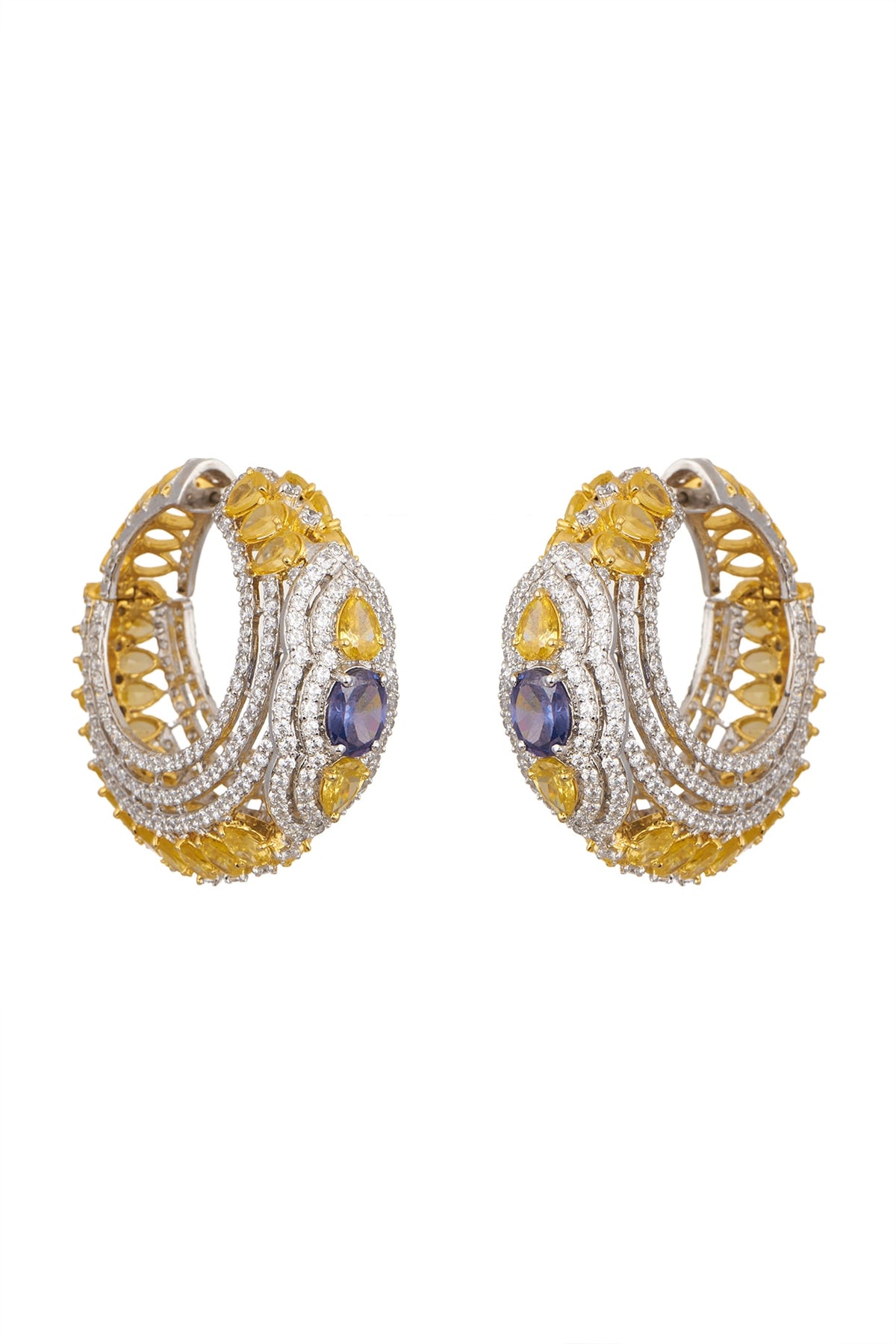 White Finish & Gold Finish Tanzinities Earrings