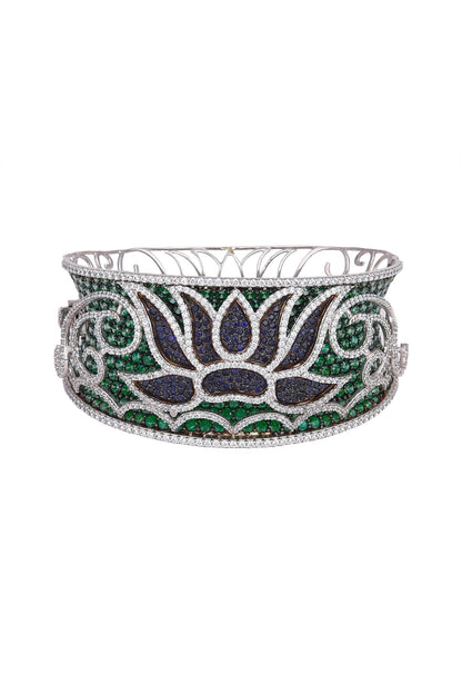 White Finish & Black Rhodium Finish Emerald Bracelet
